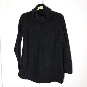 Black Cable Knit Cowl Neck Sweater XL